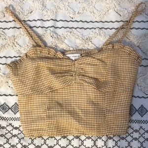 yellow plaid honey punch sleeveless cropped top